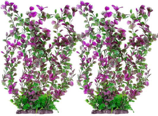 Hamiledyi Aquarium Plastic Plants Aquarium Decor Artificial Fish Tank Plants,Tall Fish Tank Decorations, Extra Large Aquarium Plant 20.4-inch Tall,2PCS