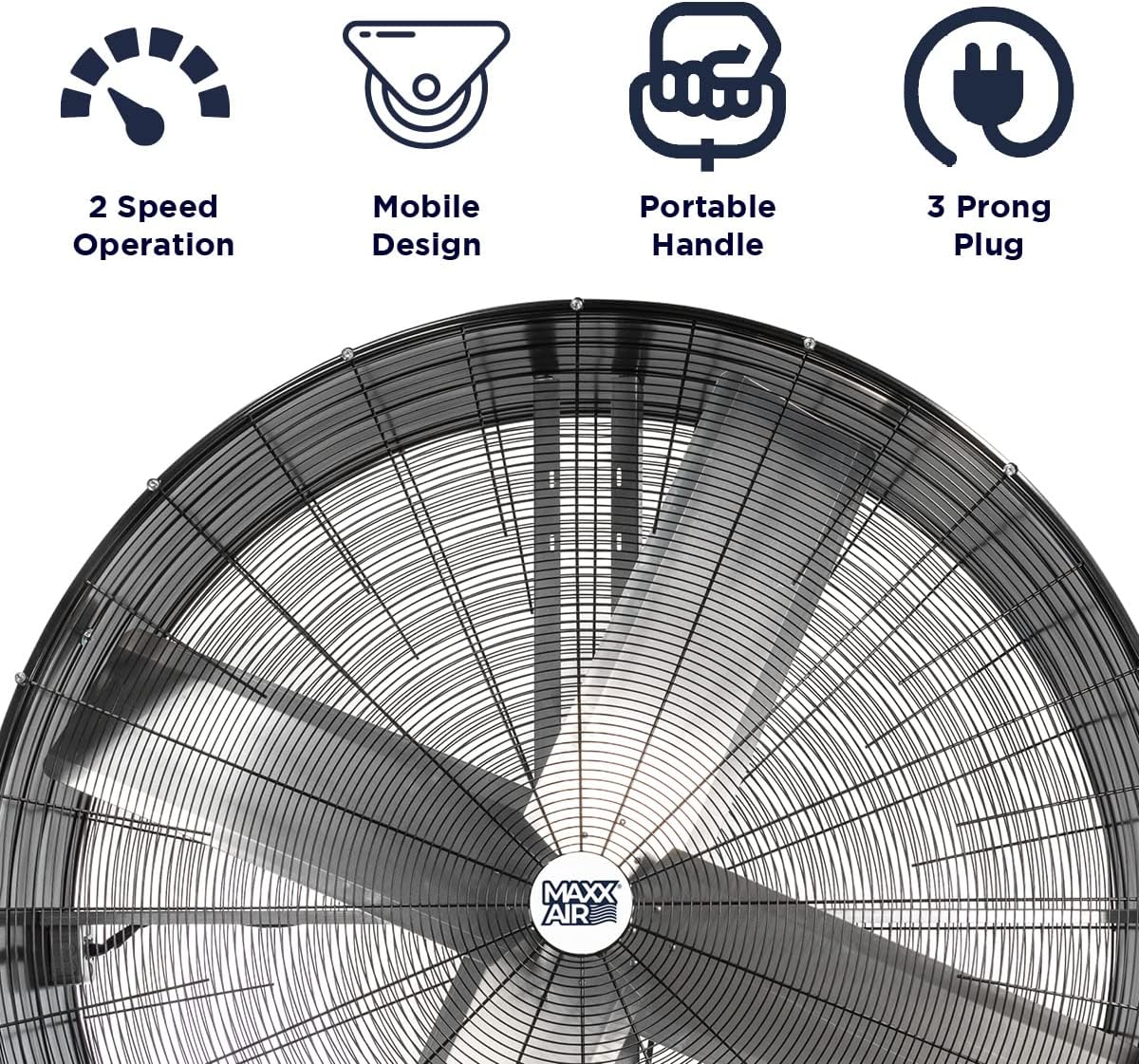 Maxx Air 60 Inch High Velocity Industrial Belt Drive Drum Fan | Heavy Duty Barrel Fan with Durable Rolled Steel Housing | Commercial, Garage, Workshop, or Warehouse Use | 19,000 CFM