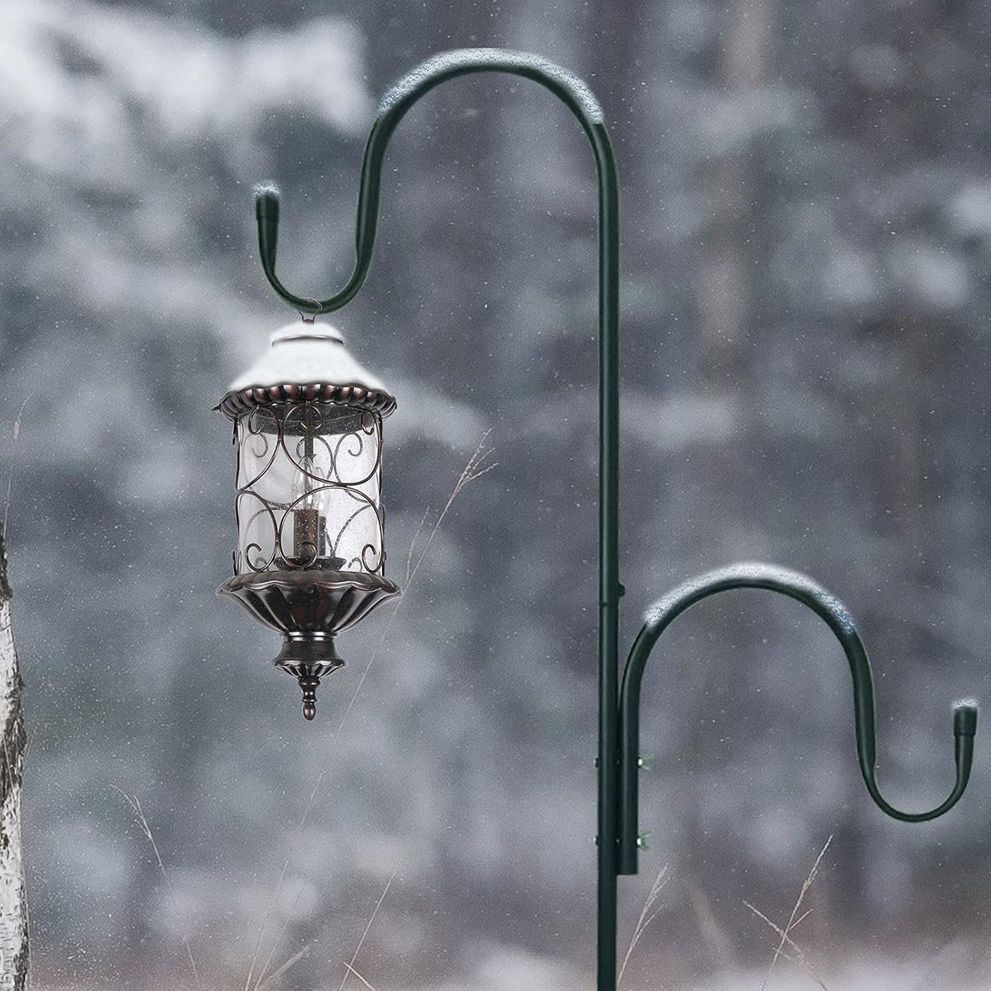 MIPON 78 Inch Double Shepherds Hooks for Outdoor Bird Feeder,Hanging Plants,Solar Light,Adjustable 78/62/46/30 Inch,3/4 Inch Width Garden Shepards Hook