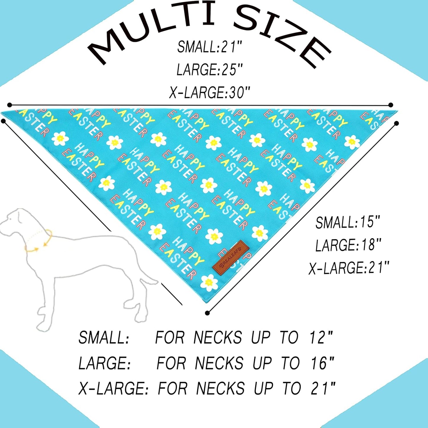 Realeaf Happy Easter Dog Bandanas 2 Pack, Reversible Pet Scarf for Boy and Girl, Premium Durable Fabric, Holiday Bandana for Small Medium Large and Extra Large Dogs (Small)