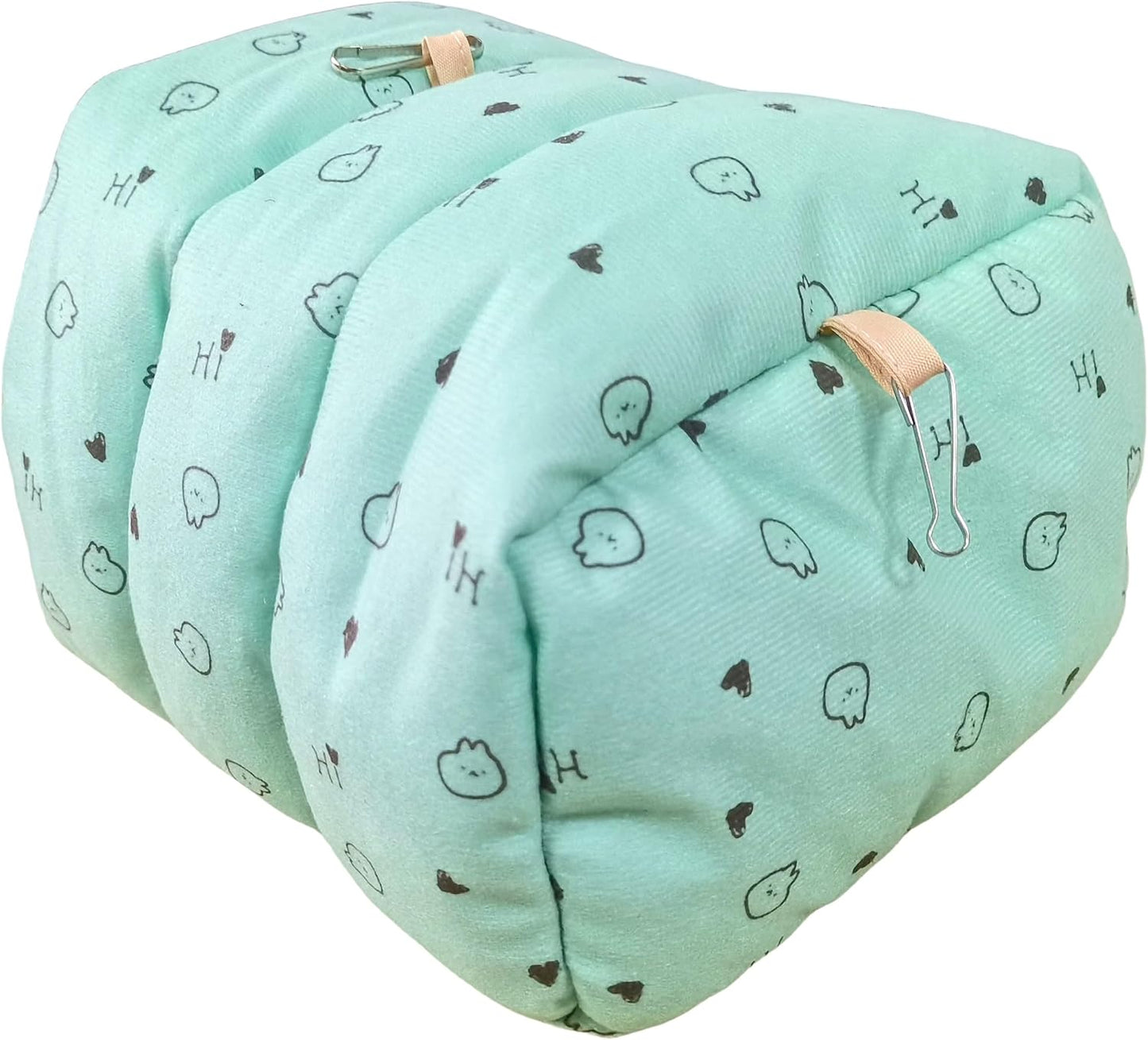 WowowMeow Guinea Pigs Bed,Hamster Bed,Soft Sleep Mat Pad and Warm Cave for Rats,Rabbit,Chinchillas,Hedgehog,Squirrel and Other Small Animals (L, Heart-Green)