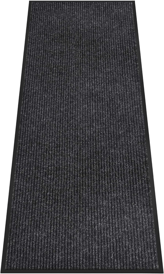 Indoor Outdoor Door Mat, 10' x 3' Doormat for Entryway, Rubber Backing Non Slip Front Door Mat Outside Entrance, Super Absorbent Commercial Floor Mat for Home Office, Black