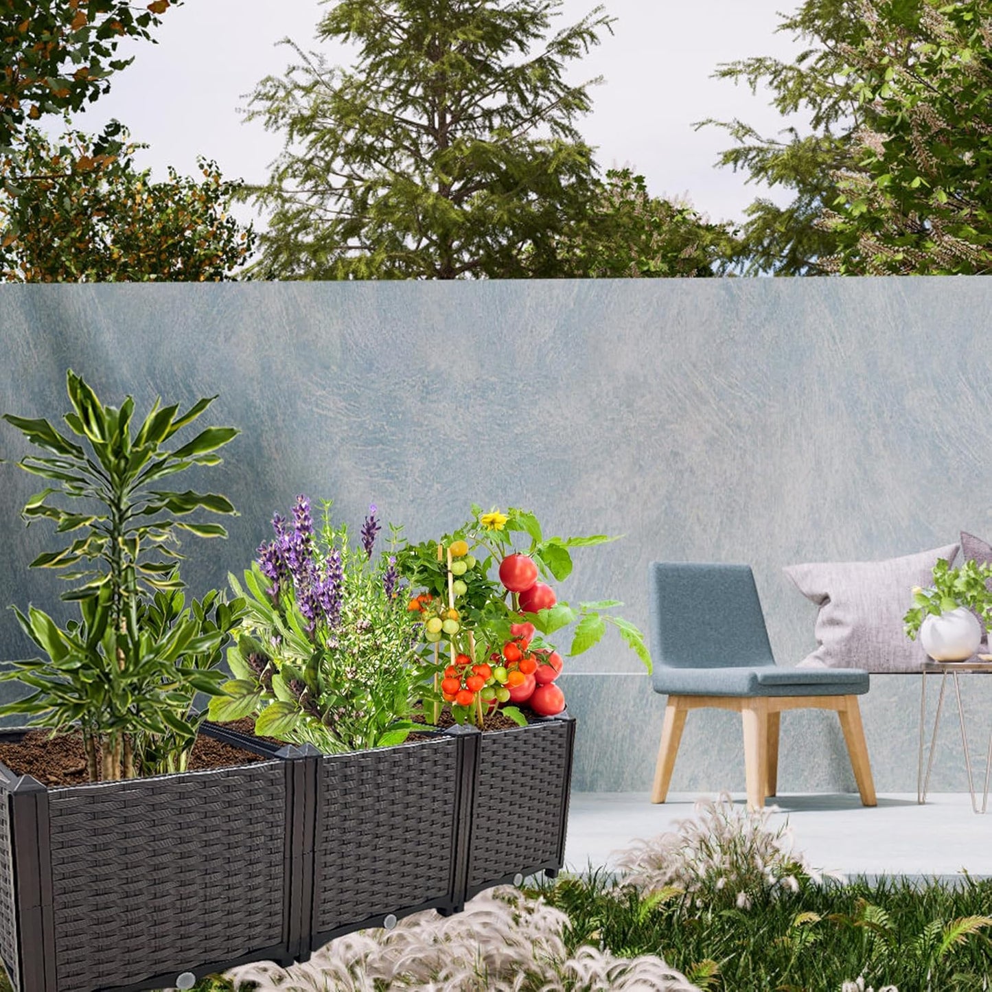 Raised Garden Bed Planter for Outdoor Plants Planter Box Elevated Garden Boxes Deepened Plant pots Perfect for Garden Patio Balcony Deck to Planting Flowers Vegetables Tomato and Herbs