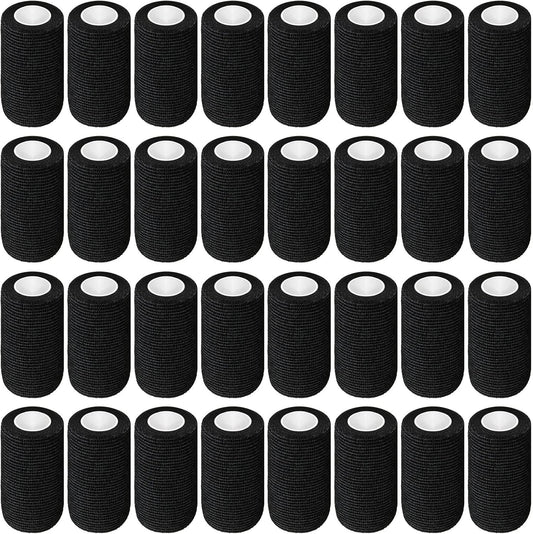 Treela 36 Pcs Self Adherent Bandage 4" X 5 Yard Wrap Breathable Cohesive Bandage Elastic Adhesive Tape for Stretch Athletic Sports Wrist Ankle(Black)