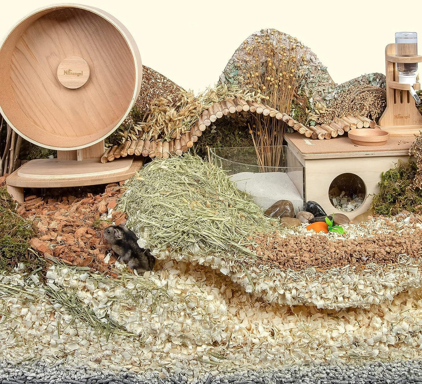 Niteangel Aspen Shaving Hamster Beddings for Syrian Dwarf Hamster Gerbil Mice Degu Rat Rabbit Bunny Guinea Pig Chinchilla Hedgehog or Other Small Pets (30L - 8mm)