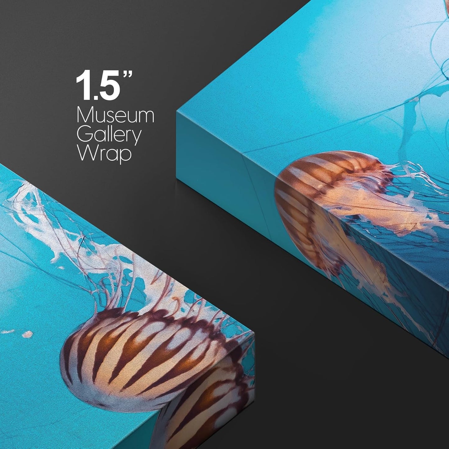 wall26 Canvas Print Wall Art Tiger Stripe Jellyfish Underwater Ocean Sea Nature Animals Photography Realism Rustic Scenic Landscape Wilderness Colorful for Living Room, Bedroom, Office - 32"x48"