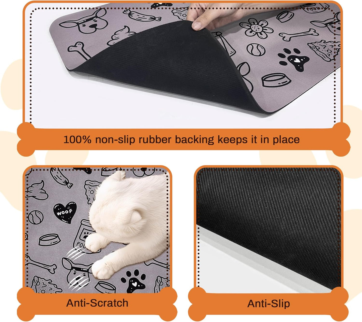 Pet Feeding Mat for Floors Waterproof Dog Mat for Food and Water Absorbent Quick Dry Non Slip mat for Cat Bowls
