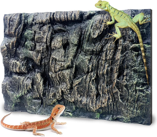 17.7x11.8in Rock Terrarium Background,3D Reptile Tank Background Board,Amphibian Stereo Backdrop Wall,Lizard Snake Gecko Spider Fish pet silo Background Decorative Panel(Paleyellow)