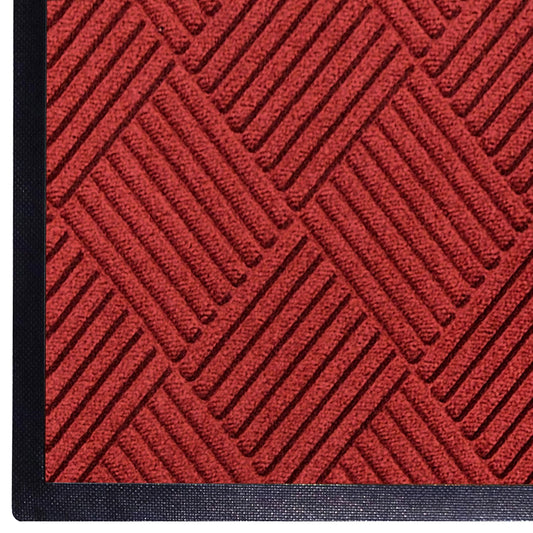 WaterHog Diamond | Commercial-Grade Entrance Mat with Rubber Border – Indoor/Outdoor, Quick Drying, Stain Resistant Door Mat (Solid Red, 3' x 5')
