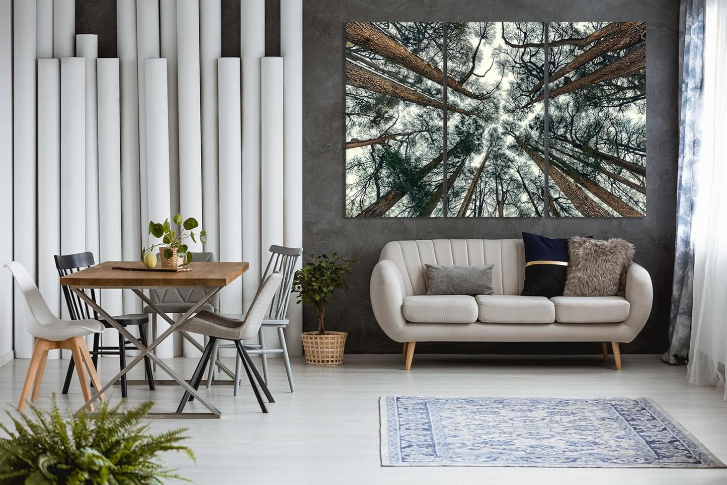 Nature Wall Art Prints - Ocean Forest Mountain Lake Canvas Landscapes - Small to Extra Large Living Room Bedroom Kitchen Bathroom Décor (Trees and Sky, 31L" x 47W" - 3 Panels)