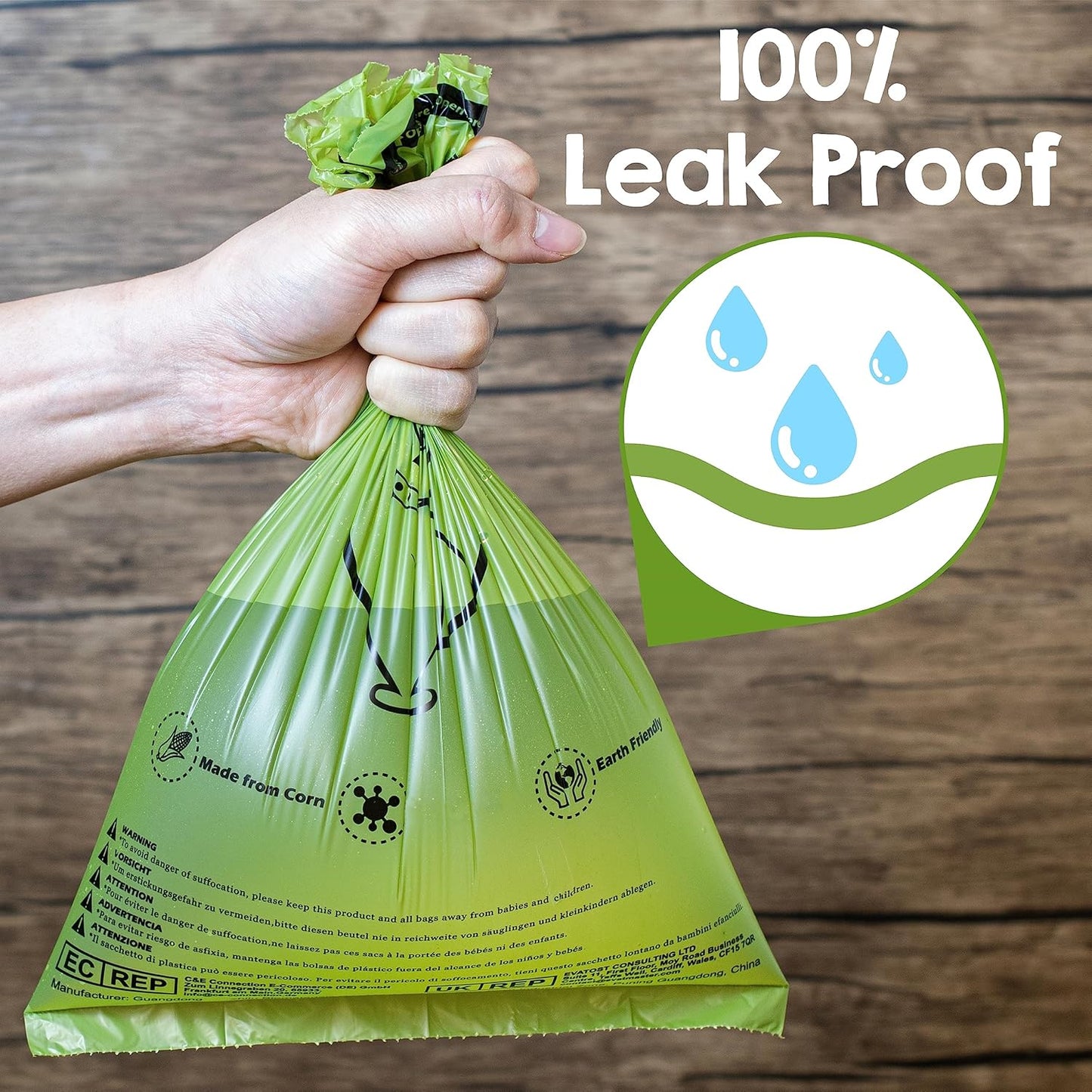 YORJA Dog Poop Bags Rolls, 360 Pet Waste Bags, 100% Leak Proof Extra Thick and Strong Corn Starch Blend