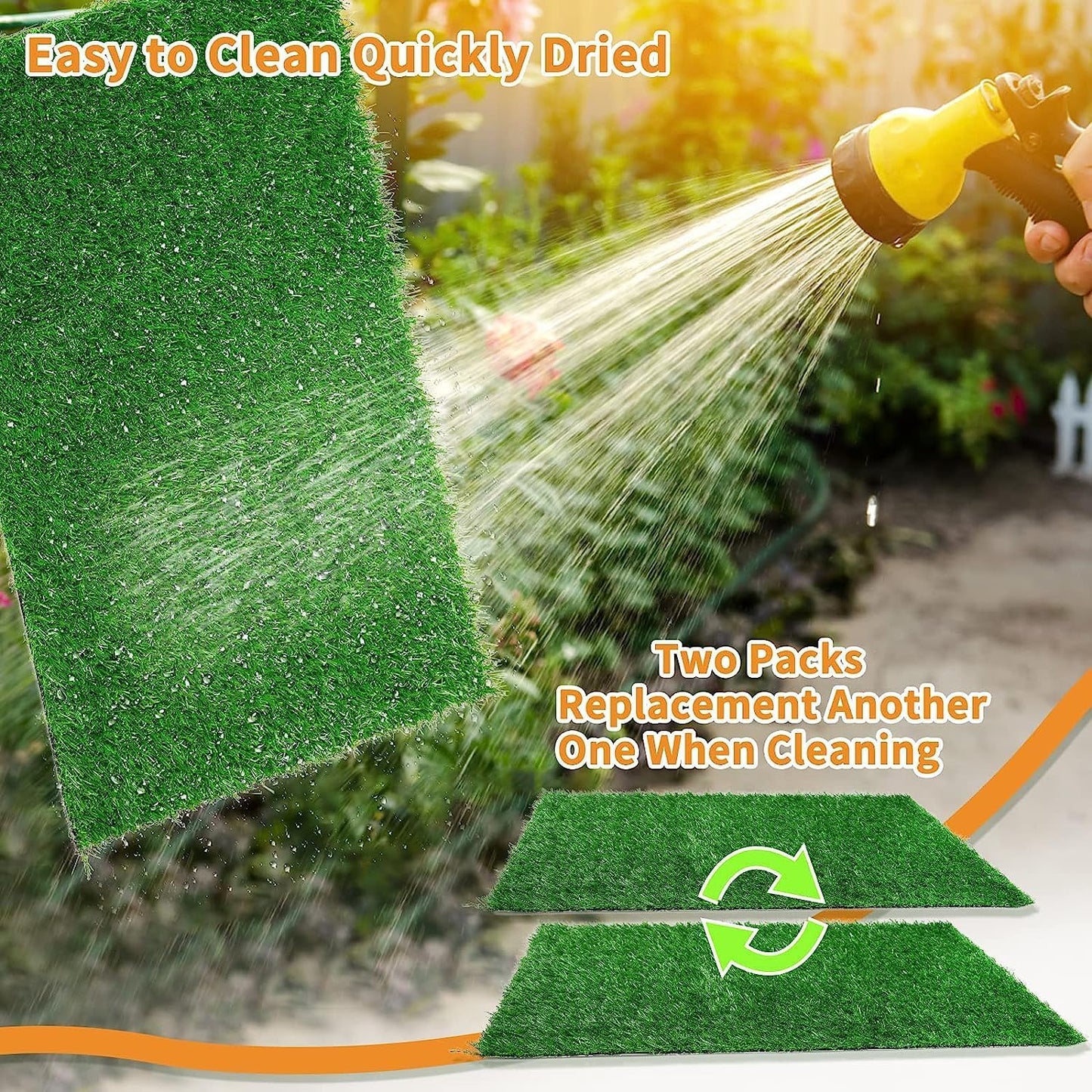 LOOBANI Dog Grass Pee Pads, 2 Pack Artificial Grass Pads for Potty Tray, Fake Grass for Dogs to Pee On, Outdoor Indoor Pee Grass for Dog Potty (18 * 23 inch)