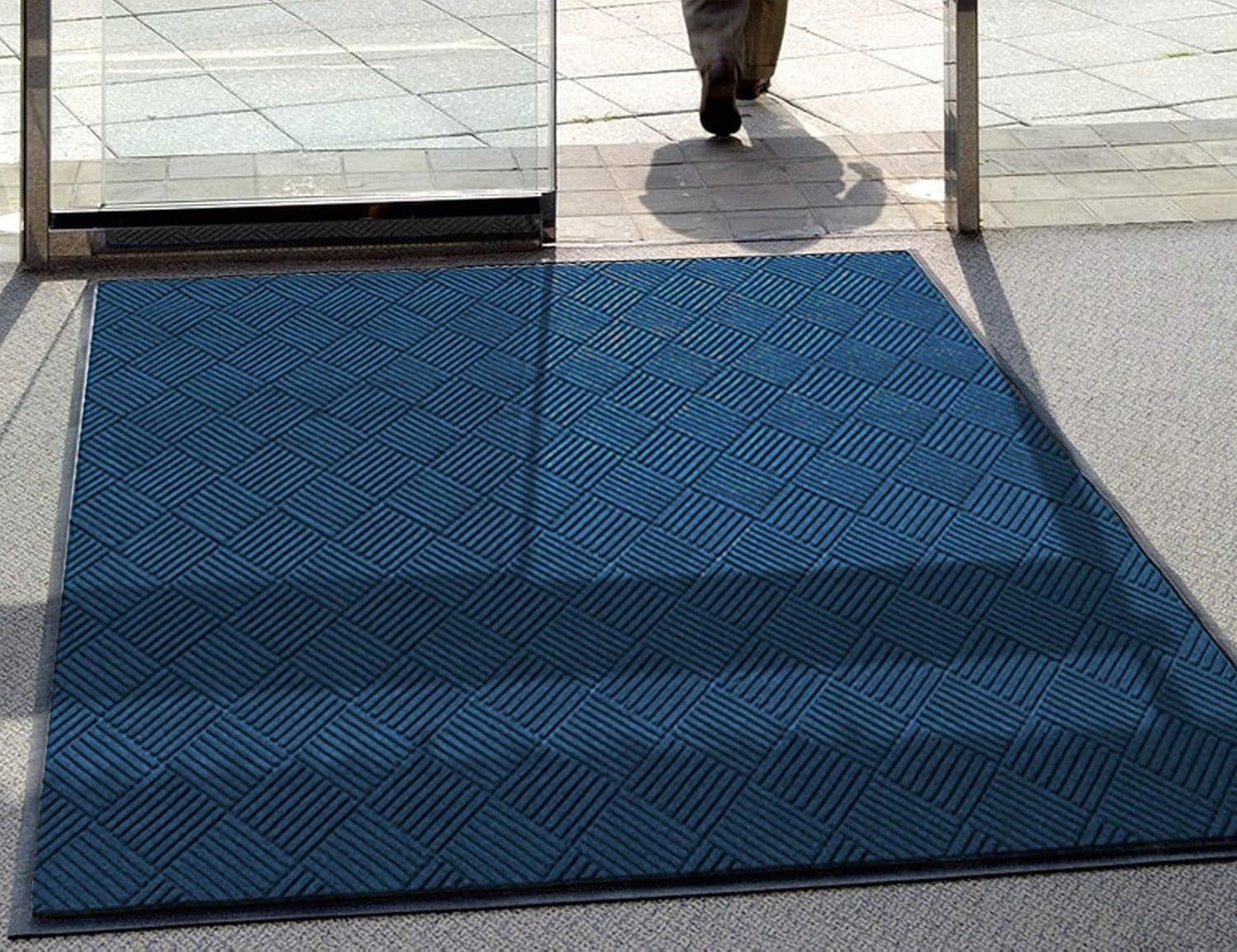 M+A Matting WaterHog Diamond | Commercial-Grade Entrance Mat with Rubber Border – Indoor/Outdoor, Quick Drying, Stain Resistant Door Mat (Navy, 3' x 4')