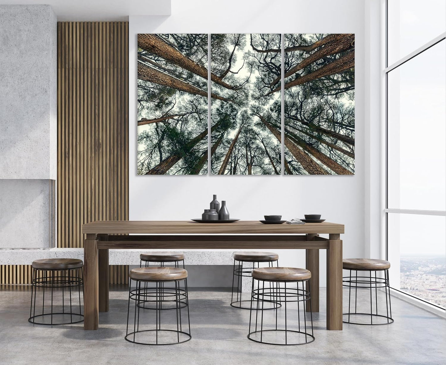 Nature Wall Art Prints - Ocean Forest Mountain Lake Canvas Landscapes - Small to Extra Large Living Room Bedroom Kitchen Bathroom Décor (Trees and Sky, 47L" x 71W" - 3 panels)
