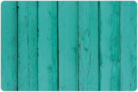 Lunarable Mint Pet Mat for Food and Water, Old Wood Rustic Oak Plank Background with Vertical Striped Vivid Woods Farm Barn Image, Non-Slip Rubber Mat for Dogs and Cats, 18" X 12", Green