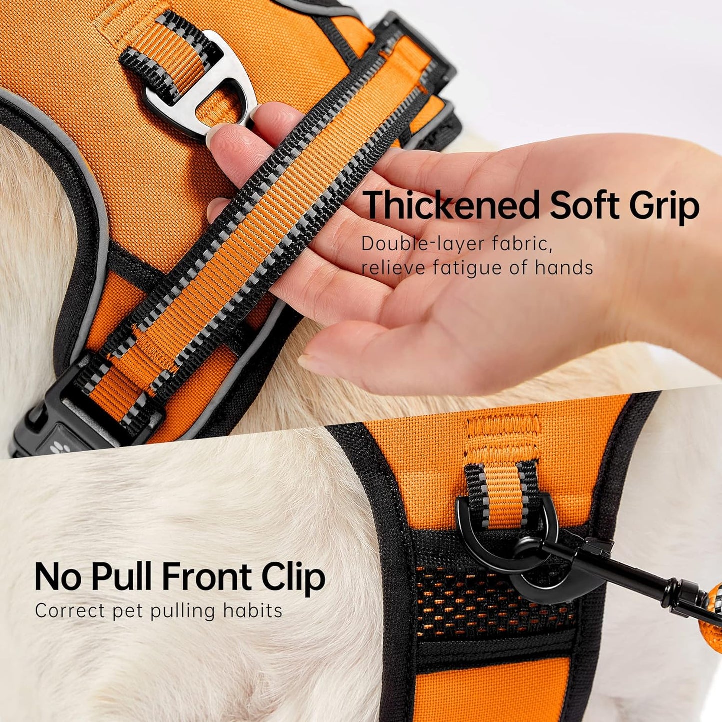 NESTROAD No Pull Dog Harness,Adjustable Oxford Dog Vest Harness with Leash,Reflective No-Choke Pet Harness with Easy Control Soft Handle for Small Dogs(Small,Orange)