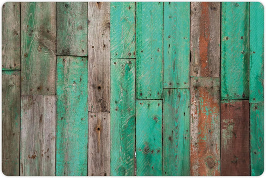 Lunarable Rustic Pet Mat for Food and Water, Stained Grunge Background with Distressed Piece of Pine Stick Sapwood, Non-Slip Rubber Mat for Dogs and Cats, 18" X 12", Green Brown