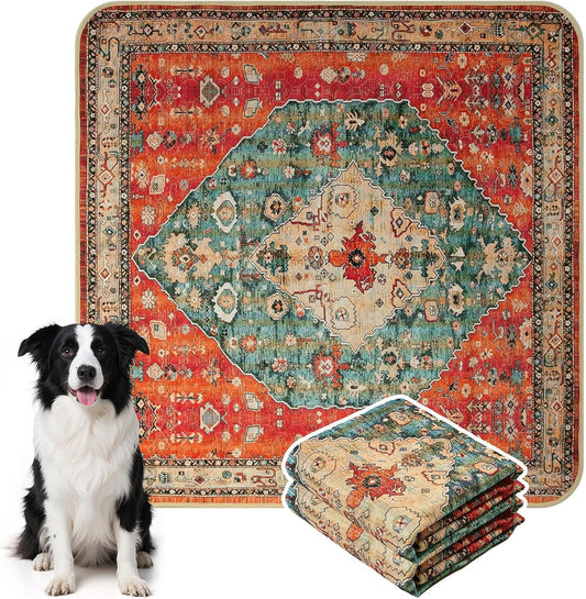 HAOCOO Washable Pee Pads for Dogs, (2 Pack) 3Ft x 3Ft Reusable Puppy Training Pads Super Absorbent Waterproof Whelping Pads,Red Non-Slip Leakproof Potty Pads for Pet Housebreaking