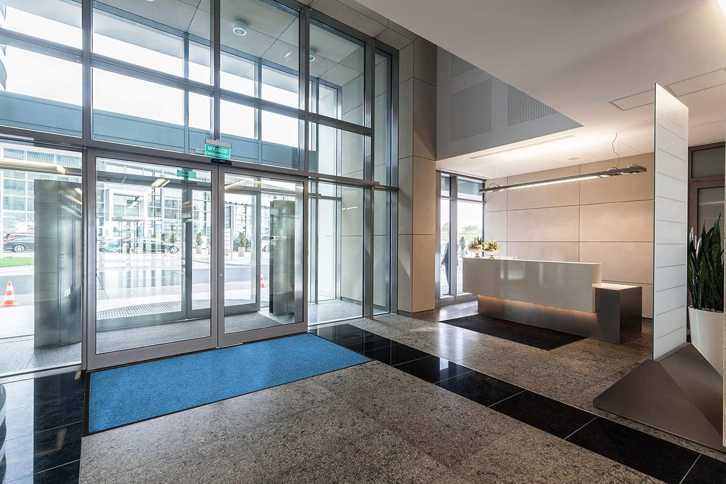 WaterHog Diamond | Commercial-Grade Entrance Mat with Rubber Border – Indoor/Outdoor, Quick Drying, Stain Resistant Door Mat (Medium Grey, 3' x 12')