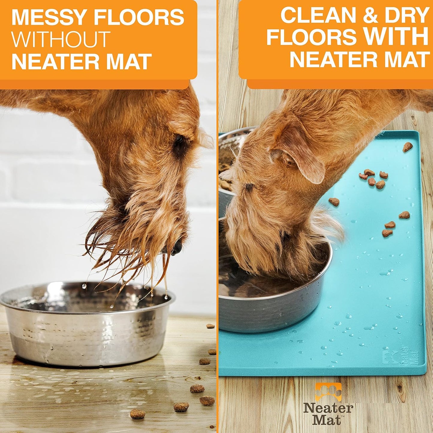 Neater Pet Brands Neater Mat Pet Mats for Food and Water, Waterproof Silicone Pet Mat with Raised Edge for Dogs or Cats