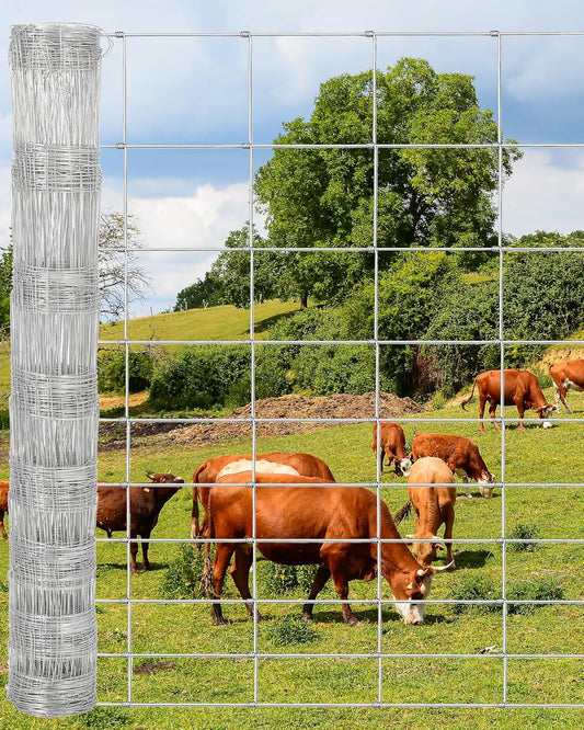 Cattle Farm Fence, 5ft x 164ft Galvanized Wire Fencing for Goat Deer Hog Yard Livestock Animals Protection