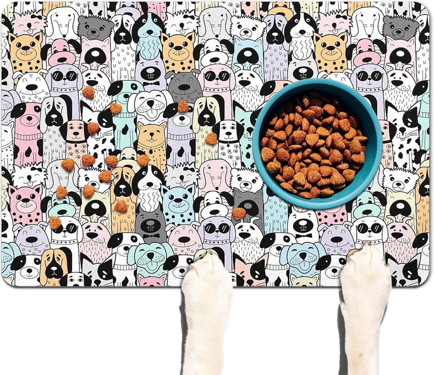 Pet Feeding Mat for Floors Waterproof Dog Mat for Food and Water Absorbent Quick Dry Non Slip mat for Cat Bowls