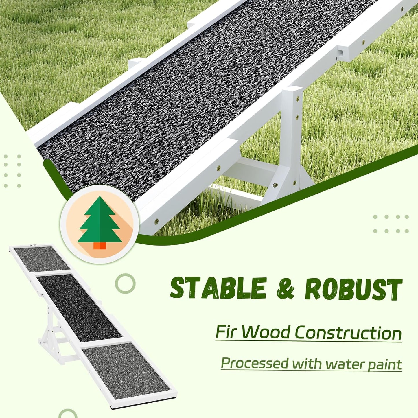 PawHut Wooden Dog Agility Seesaw for Training and Exercise, Platform Equipment Run Game Toy, Weather Resistant Pet Supplies, 83" L x 16" W x 14" H, White