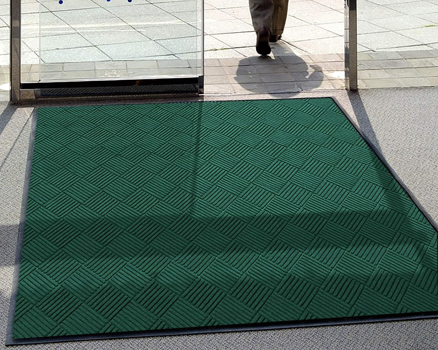 WaterHog Diamond | Commercial-Grade Entrance Mat with Rubber Border – Indoor/Outdoor, Quick Drying, Stain Resistant Door Mat (Evergreen, 4' x 12')