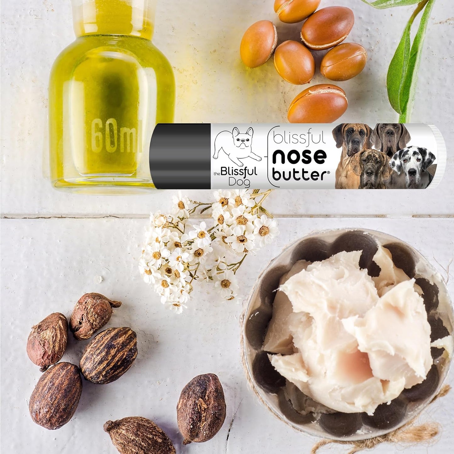 The Blissful Dog Great Dane Nose Butter for Dry, Cracked Skin, Lick-Safe Dog Nose Balm with Moisturizing Shea Butter, Almond, Olive, and Essential Oils, Pet Supplies, Uncented, 0.15 oz.