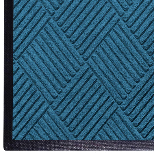 WaterHog Diamond | Commercial-Grade Entrance Mat with Rubber Border – Indoor/Outdoor, Quick Drying, Stain Resistant Door Mat (Medium Blue, 3' x 8')