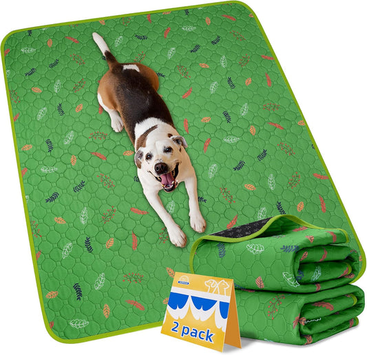 Sunheir 2-Pack Extra Large Reusable Dog Mat for Floor, Dog Playpen, Non-Slip Waterproof Super Absorbent Washable Pee Pads for Dogs, Pet Whelping Pads, Potty Training - Green, 36" x 72"