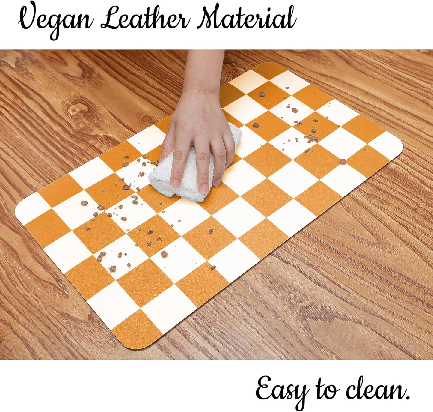 Ralxion Checkered Dog Feeding Mat, Absorbent Mats for Dog Food and Water Bowl, Dispenser, Aesthetic Orange Checkerboard Pet Placemat for Dogs, Cats, Puppy Accessories (Orange, 12 x 19)