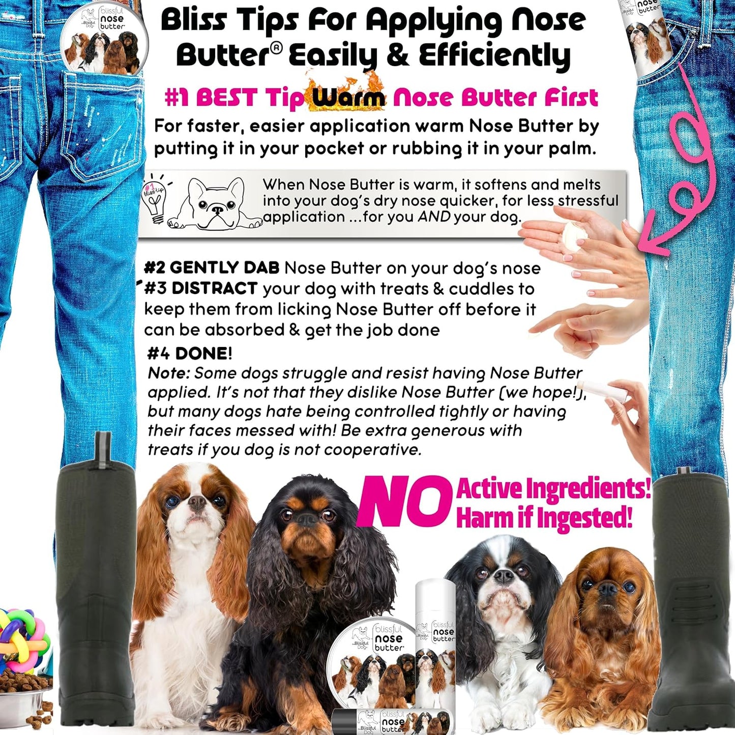 The Blissful Dog English Toy Spaniel Unscented Nose Butter, 16oz