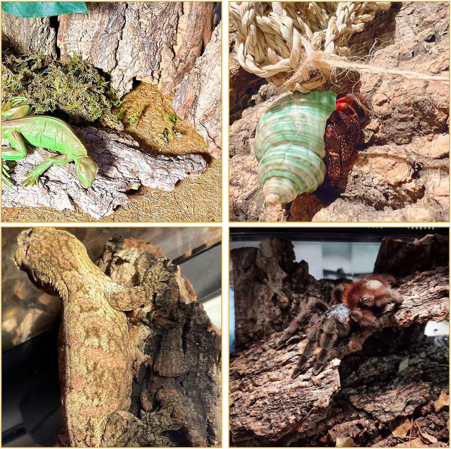 BNOSDM Reptile Terrarium Bark Substrate Bedding Tortoise Natural Cork Bark Reptile Climbing Mat Habitat Decor for Lizard Snake Spiders Hermit Crabs Tarantula Geckos Bearded Dragons (1.4 LB)