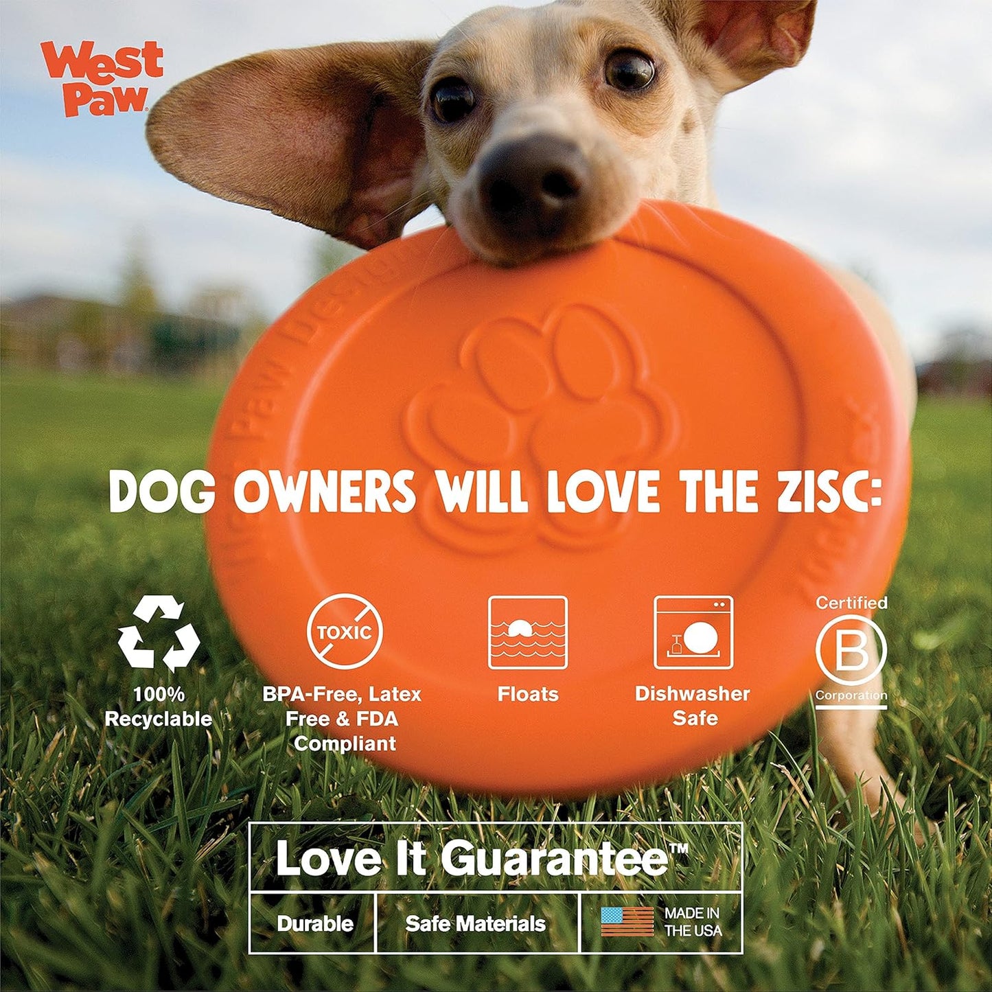 WEST PAW Zogoflex Zisc Dog Flying Disc, High Flying Aerodynamic Disc for Dogs Puppy – Lightweight, Floatable Disc for Fetch, Tug of War, Catch, Play – Doubles as Food/Water Bowl, Small, Granny Smith