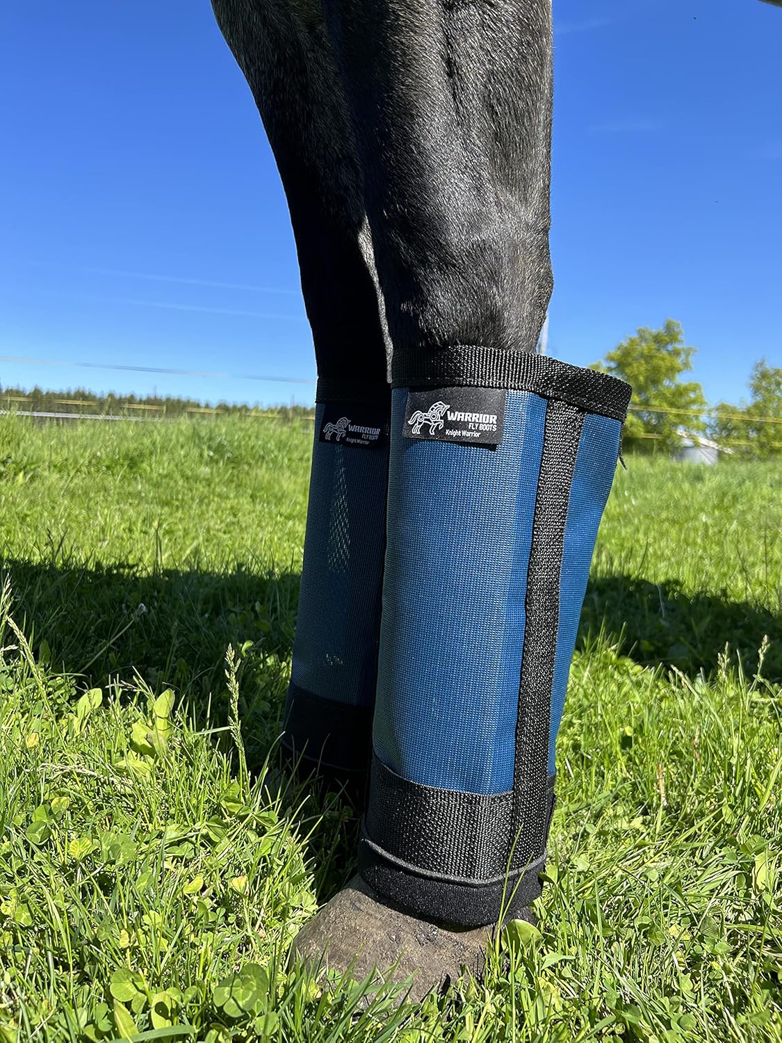 Warrior Fly Boots for Horses - Breathable Mesh Horse Boots for Fly Protection & Leg Comfort - Set of 4 (The Warrior, Neon Orange)