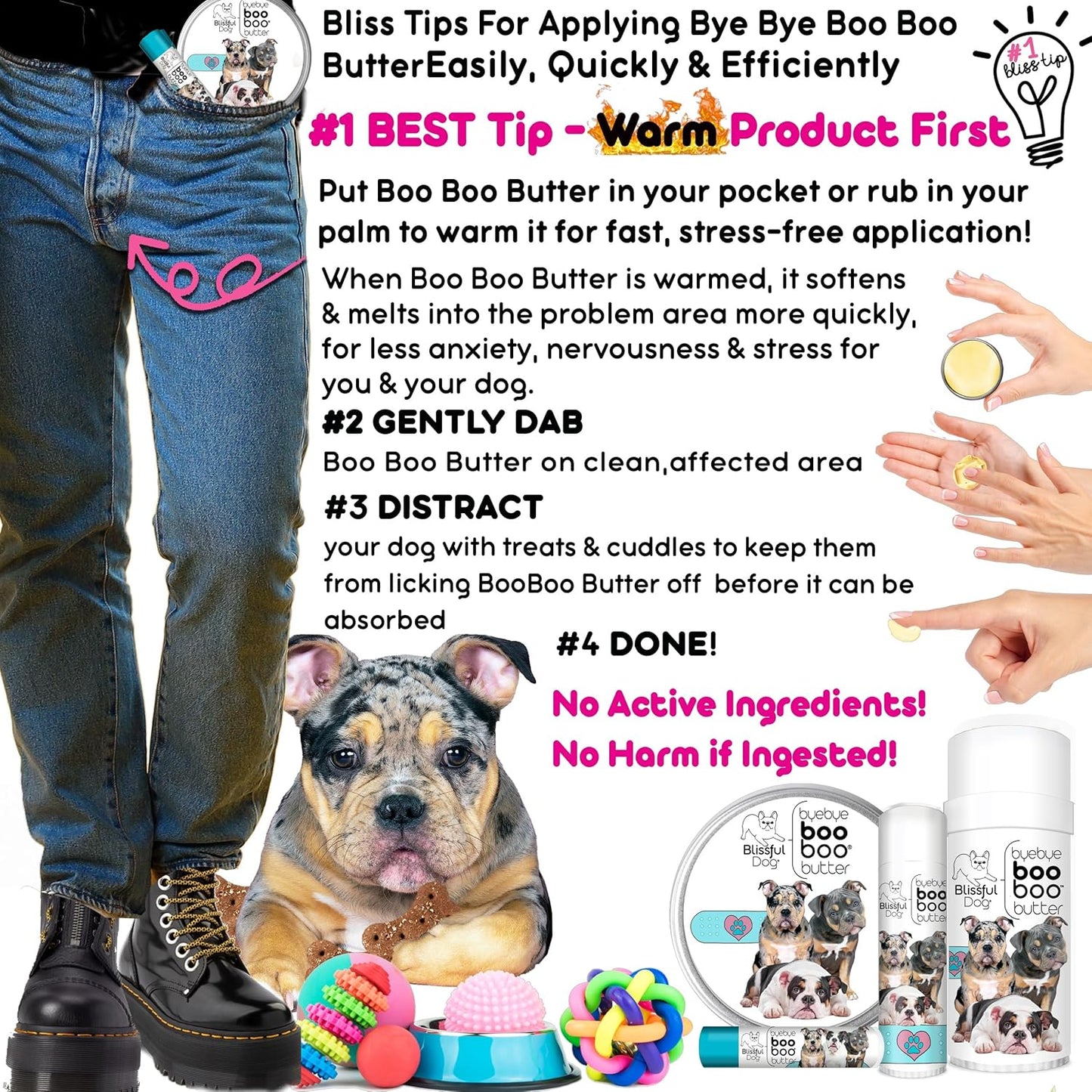 The Blissful Dog Olde English Bulldogge Boo Boo Butter Soothes Minor Skin Issues, 16 oz.