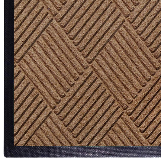 WaterHog Diamond | Commercial-Grade Entrance Mat with Rubber Border – Indoor/Outdoor, Quick Drying, Stain Resistant Door Mat (Medium Brown, 3' x 5')