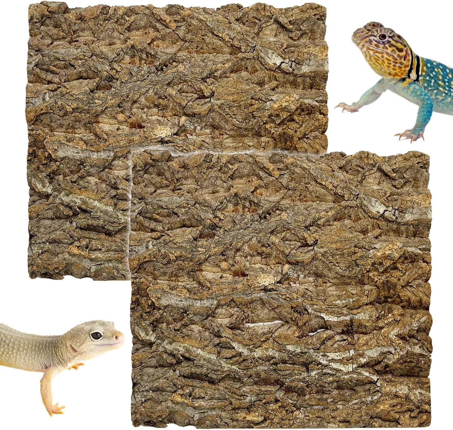 kathson 2Pcs 11.8” L x 11.8” W Cork Tile Background Bark Terrarium Backdrop Wall Decor Cork Bark for Reptiles Reptile Climbing Mat for Spider Gecko Lizard Bearded Chameleon Dragon Turtle Snake