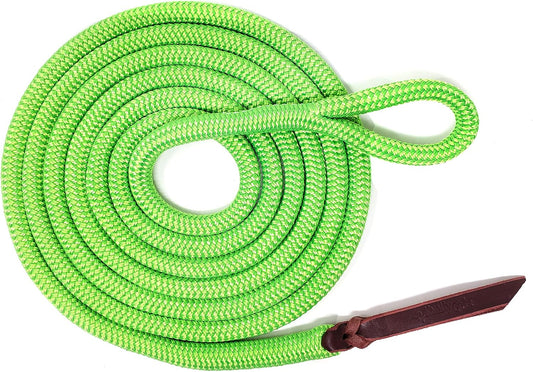 Double Braid Lead Rope with Eye Splice Loop, 12-14FT Lengths (Neon Green, 12 ft.)