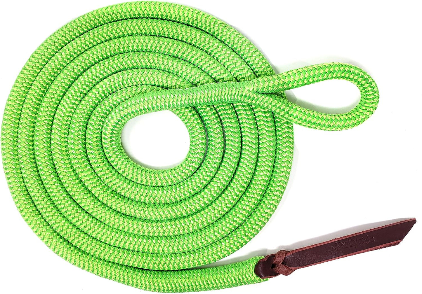 Double Braid Lead Rope with Eye Splice Loop, 12-14FT Lengths (Neon Green, 14 ft.)