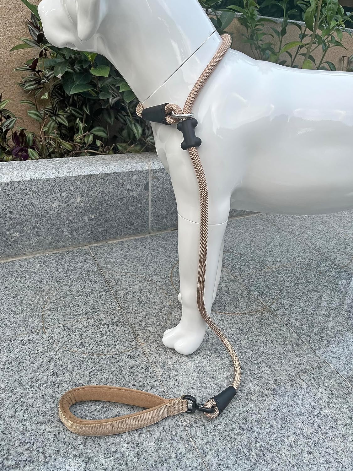 Slip Lead Dog Leash，Strong Nylon Rope Leash and Padded Handle,No Pull Outdoor Walking Training Lead for Small Medium Large Dogs(Light Military Tan, 1/2"×4ft)